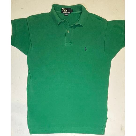 VTG Polo by Ralph Lauren Men’s Green Polo Shirt Sz M 100% Cotton Blue Pony Logo - Picture 4 of 10